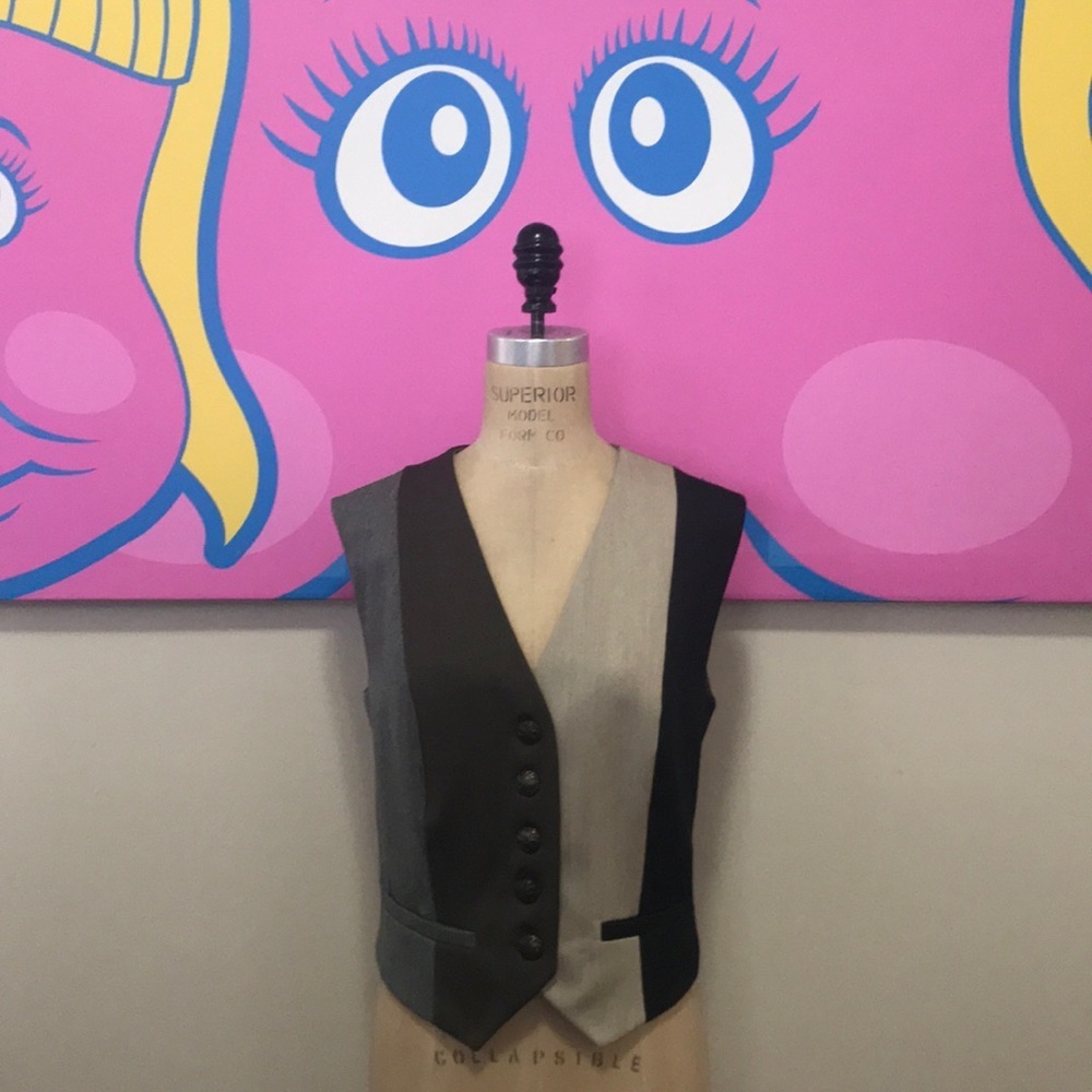 Moschino Cheap Chic Brown Striped Wool Vest